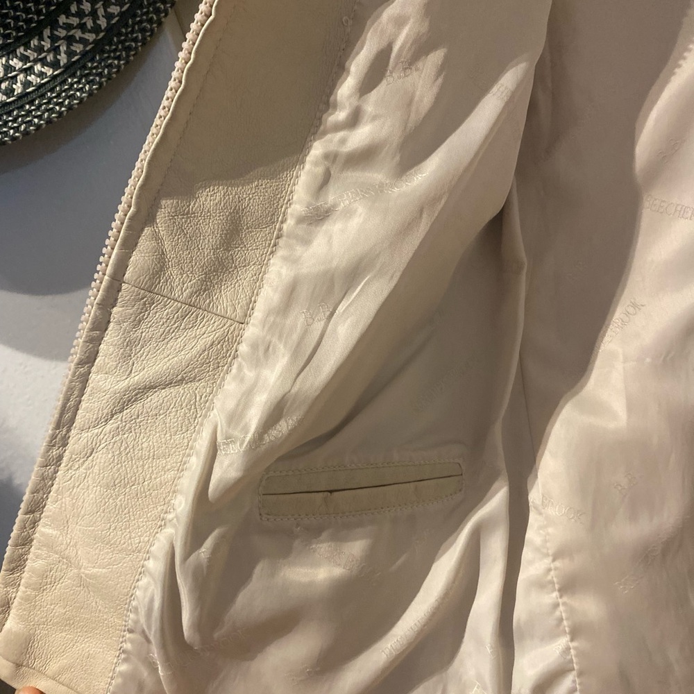 Cream Leather Jacket - Picture 8 of 12